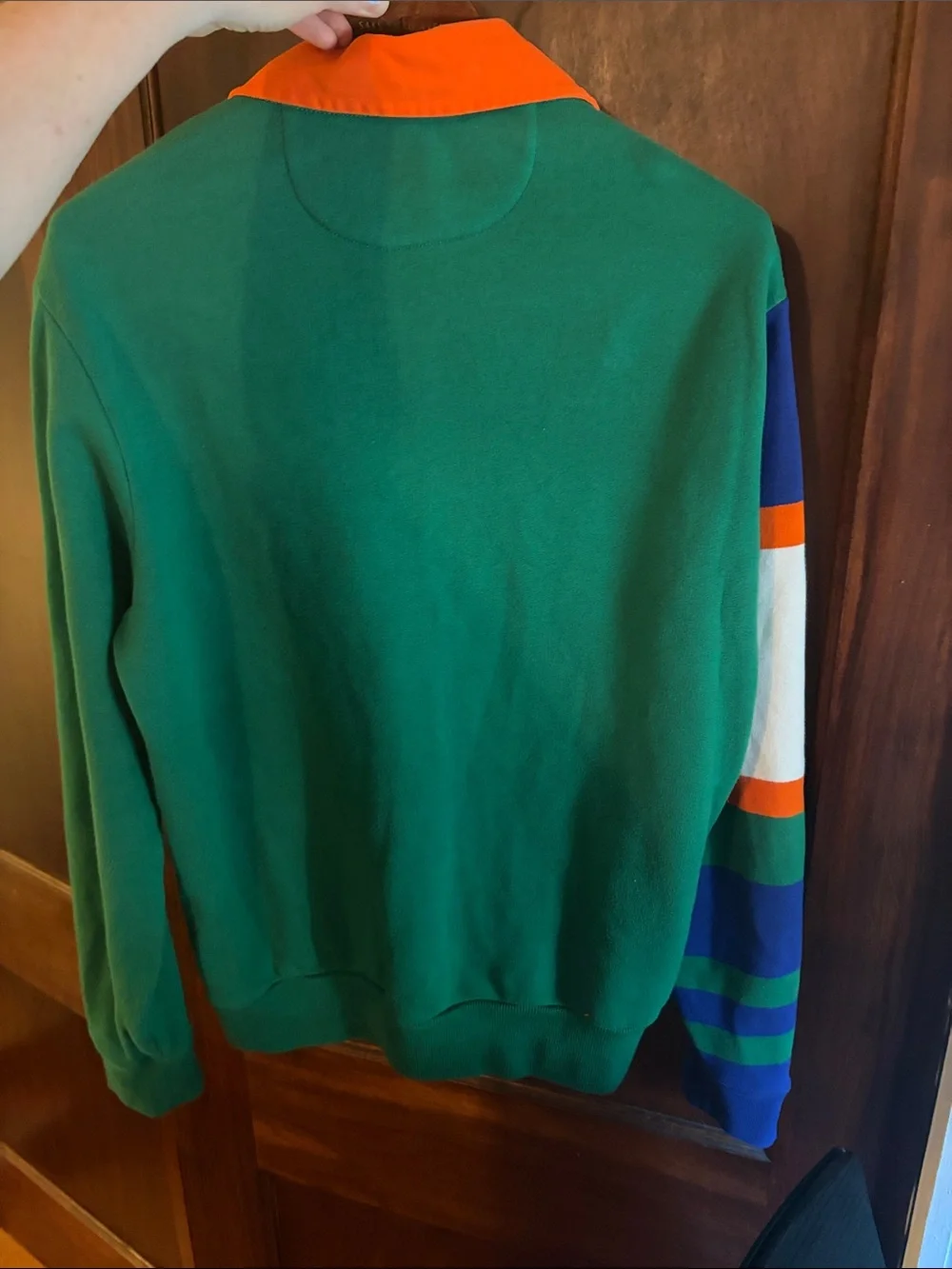 Polo Ralph Lauren Green Rugby Shirt with Orange Collar - Picture 5 of 5